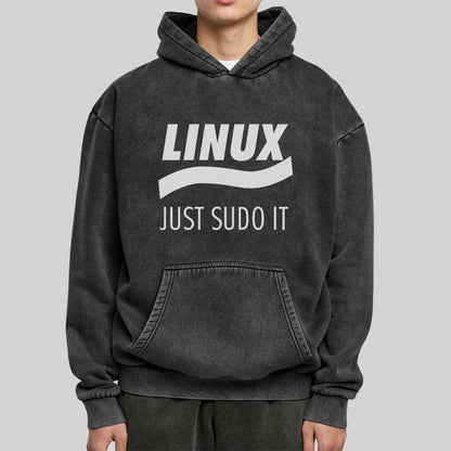 Linux Just Sudo It Washed Hoodie
