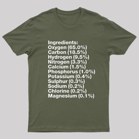 Human Body Ingredients Geek T-Shirt