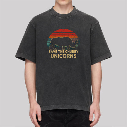 Save The Chubby Unicorns Washed T-Shirt