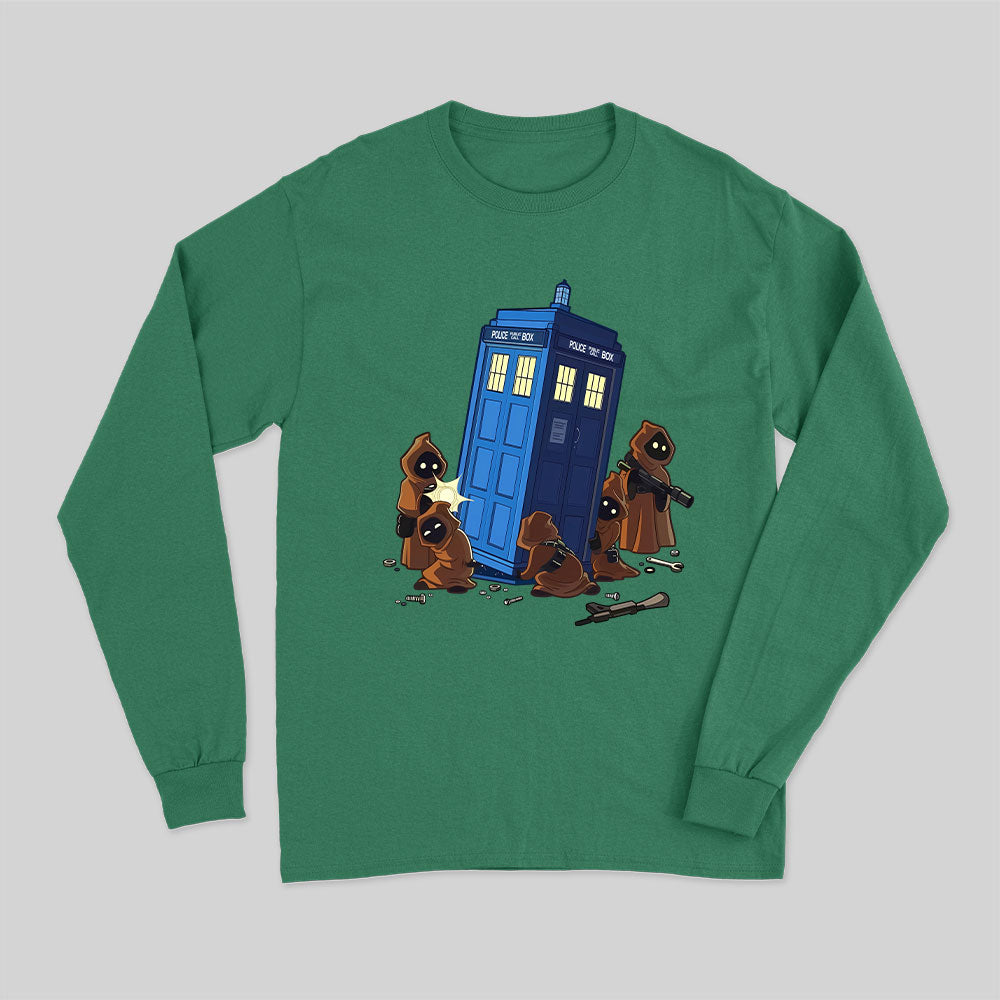 The TARDIS in Humorous Fan Art Long Sleeve T-Shirt
