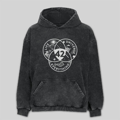 42 answer to life the universe Washed Hoodie