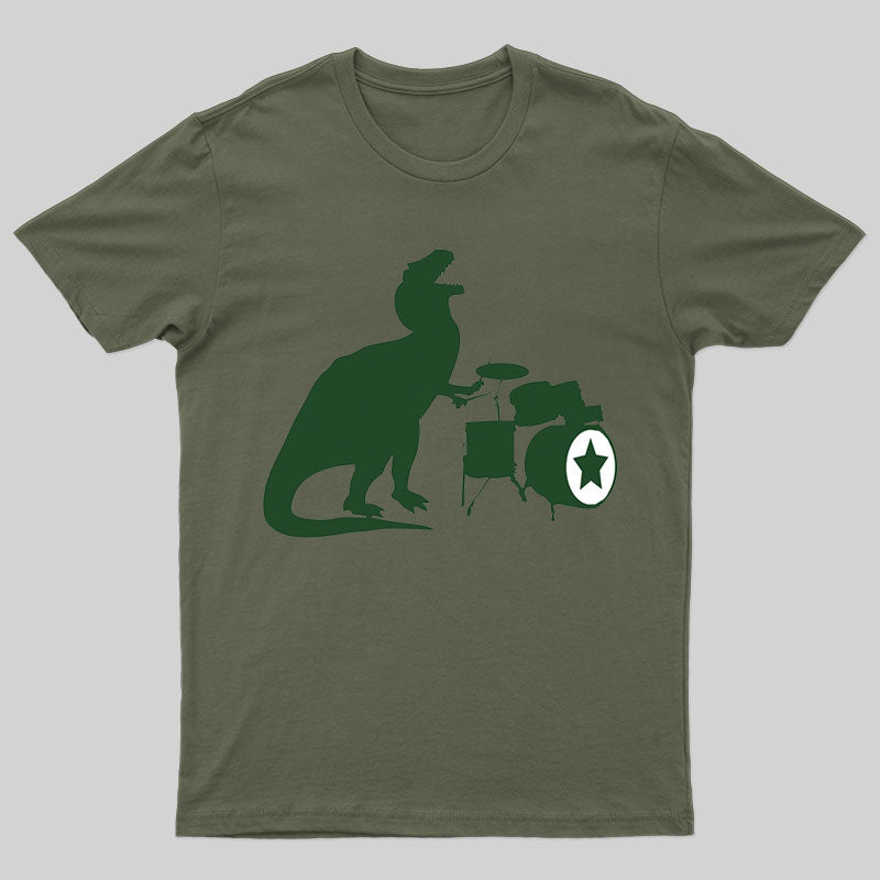 A Tyrannosaurus Rex Playing Drums T-shirt