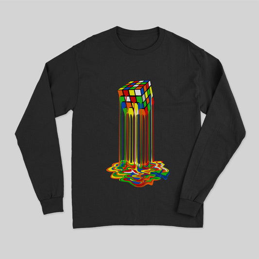 Rainbow Abstraction melted rubix cube Long Sleeve T-Shirt