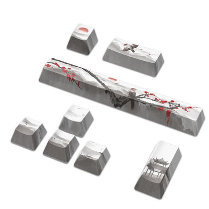 12mm Height PBT OEM MX Switch Ink Painting Keycaps Set [12 pcs] - Geeksoutfit