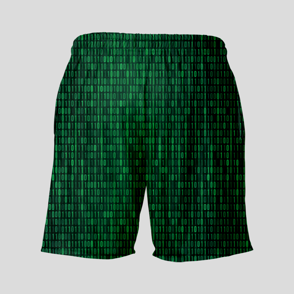 Binary Computer 1s and 0s Green Geeky Drawstring Shorts