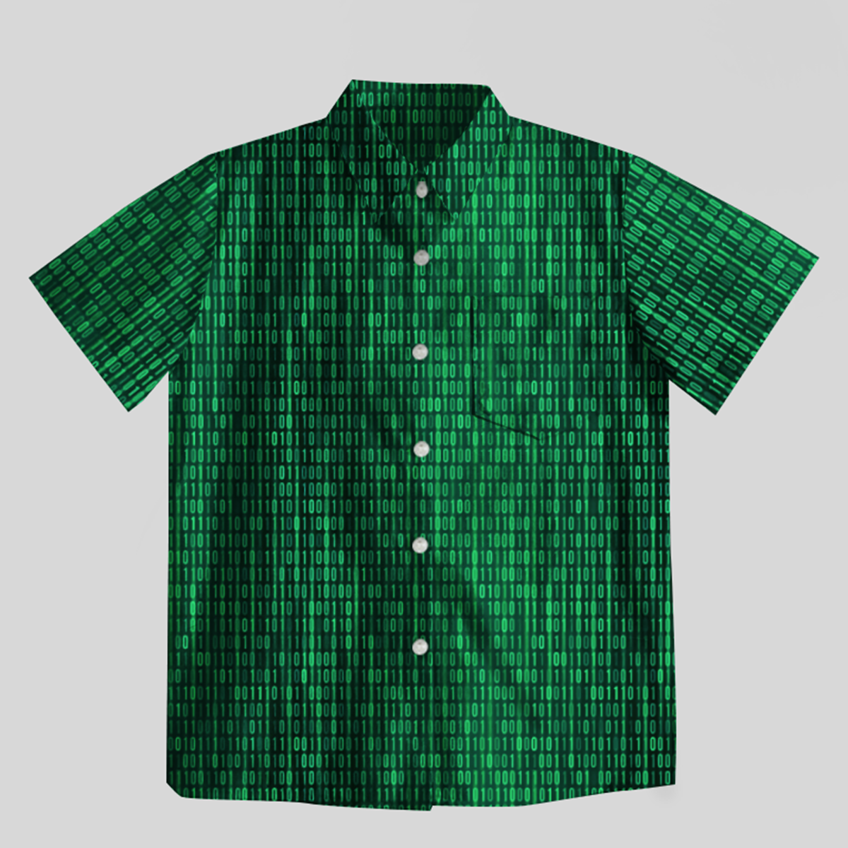 Binary Computer 1s and 0s Green Button Up Pocket Shirt