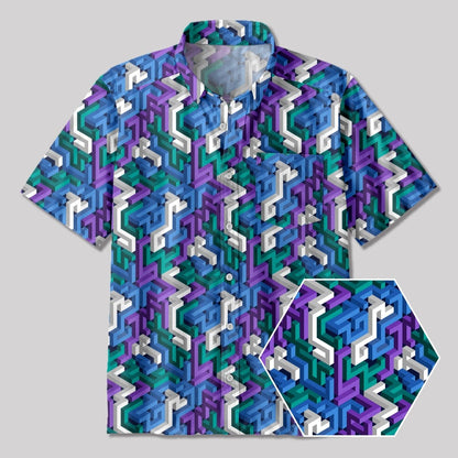 3D Maze Button Up Pocket Shirt - Geeksoutfit