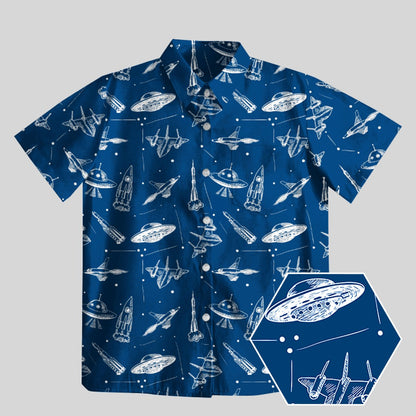 Aircraft Blueprint Navy Button Up Pocket Shirt - Geeksoutfit
