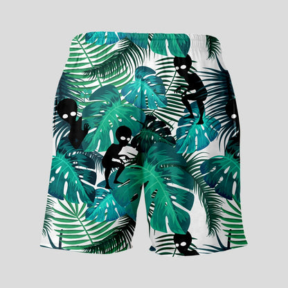 Alien Hawaiian Style Geeky Drawstring Shorts - Geeksoutfit