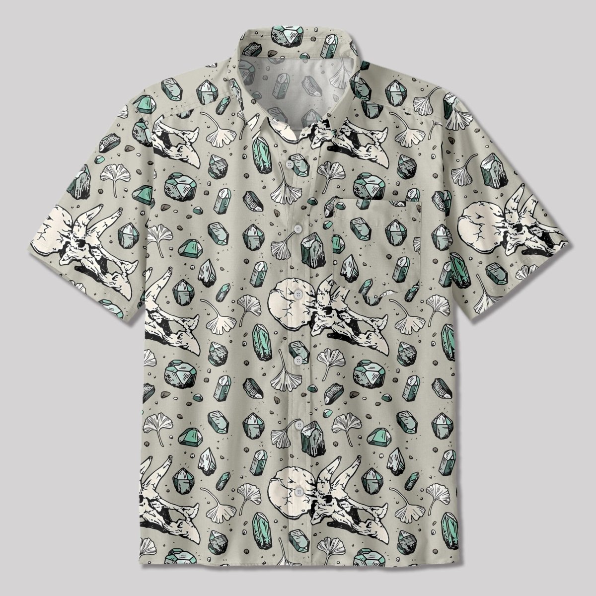 Ancient Dinosaur Fossils Button Up Pocket Shirt - Geeksoutfit