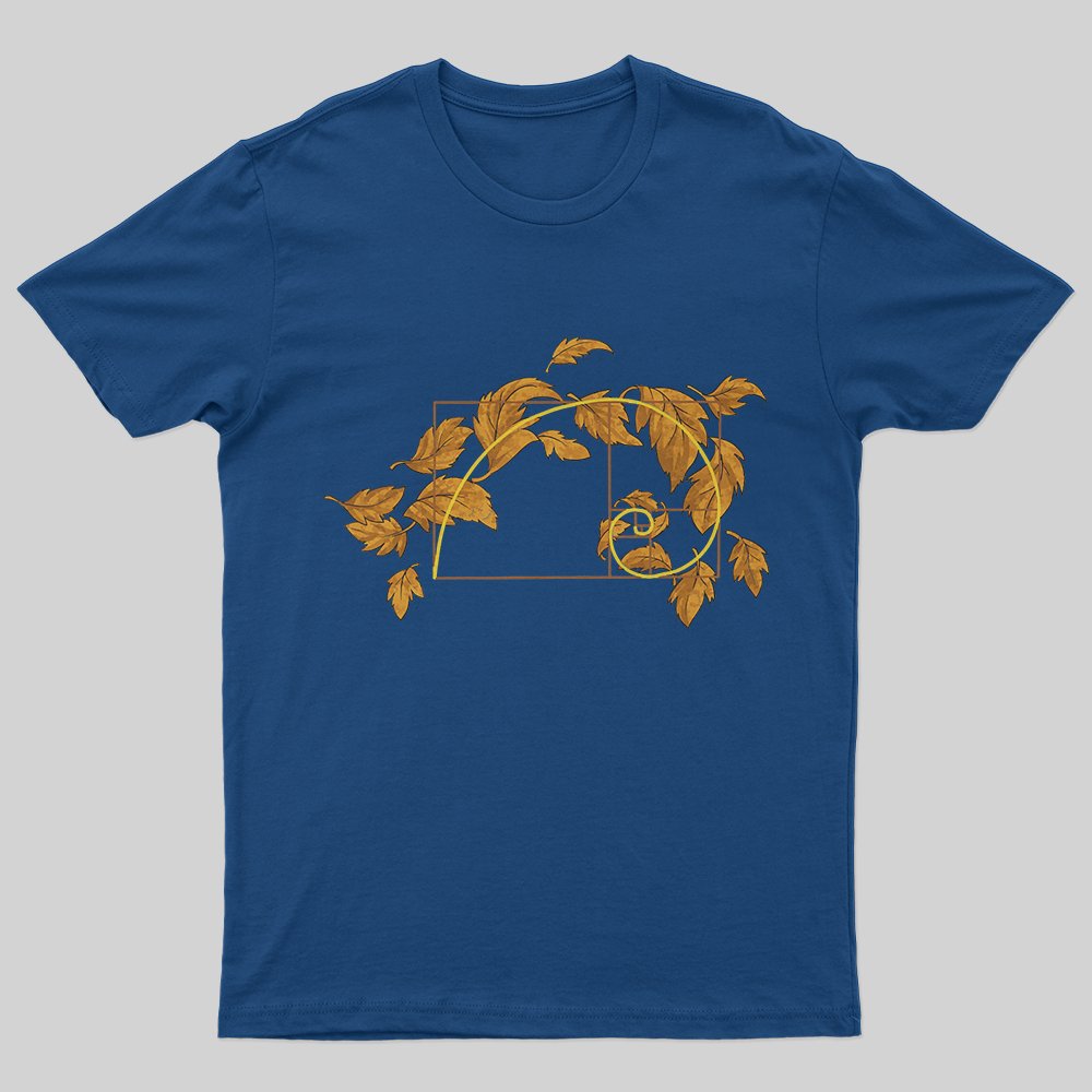 Autumn Wind Blowing Leaves in Fibonacci T-Shirt - Geeksoutfit