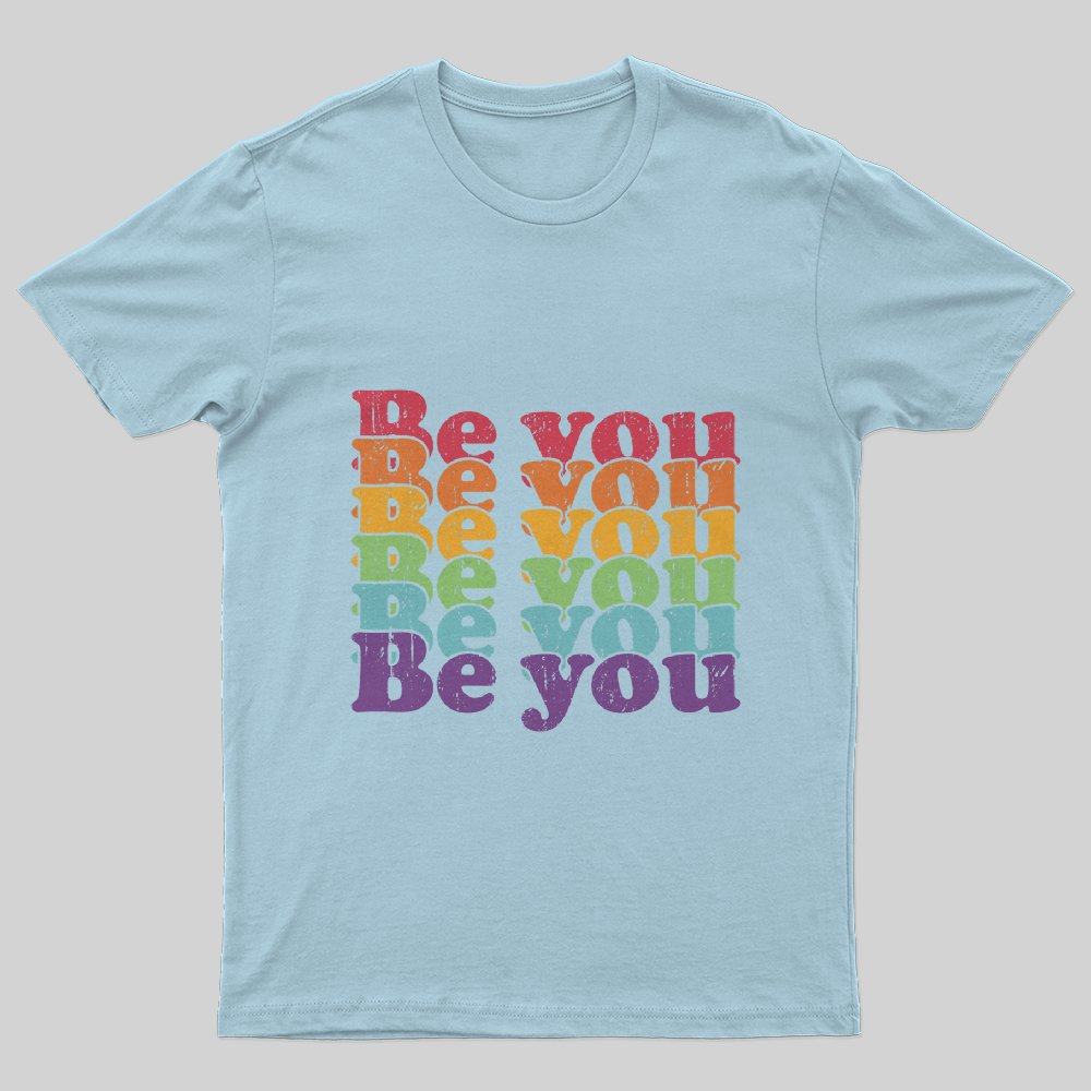 Be You Pride LGBTQ Gay LGBT Ally Rainbow Flag Retro Vintage T-Shirt - Geeksoutfit