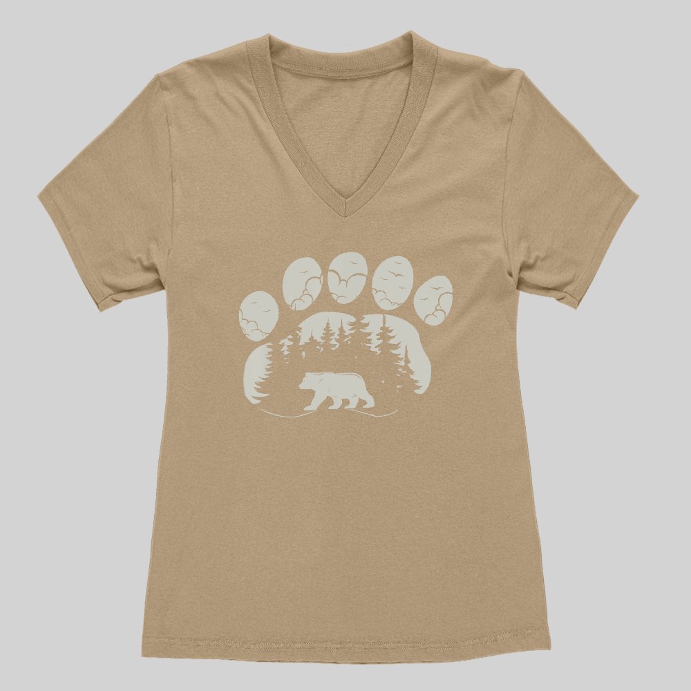 Bear Paw Forest Women's V-Neck T-shirt - Geeksoutfit