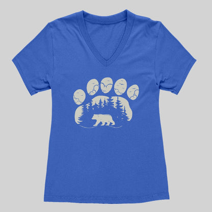 Bear Paw Forest Women's V-Neck T-shirt - Geeksoutfit