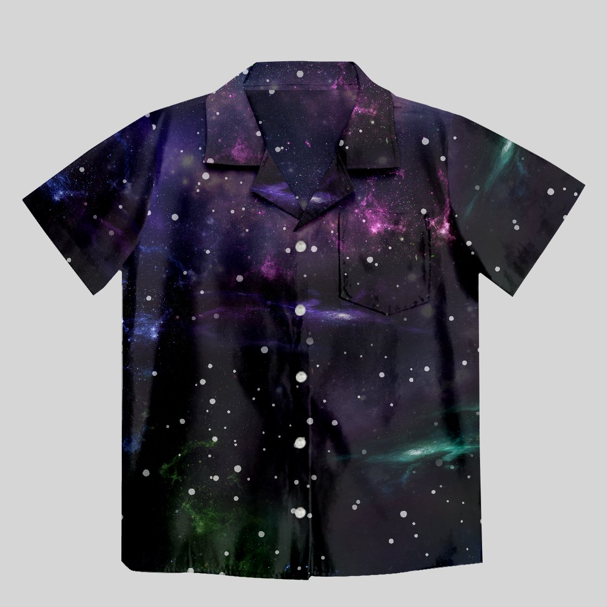 Geeksoutfit Beautiful Nebula Outer Space Button Up Pocket Shirt for Sal
