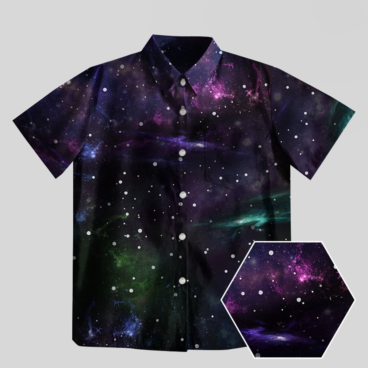 Beautiful Nebula Outer Space Button Up Pocket Shirt - Geeksoutfit