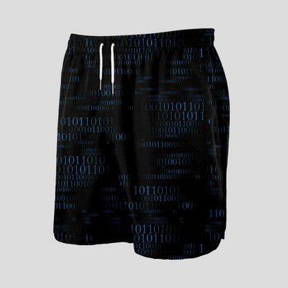 Binary Computer 1s and 0s Black Geeky Drawstring Shorts - Geeksoutfit