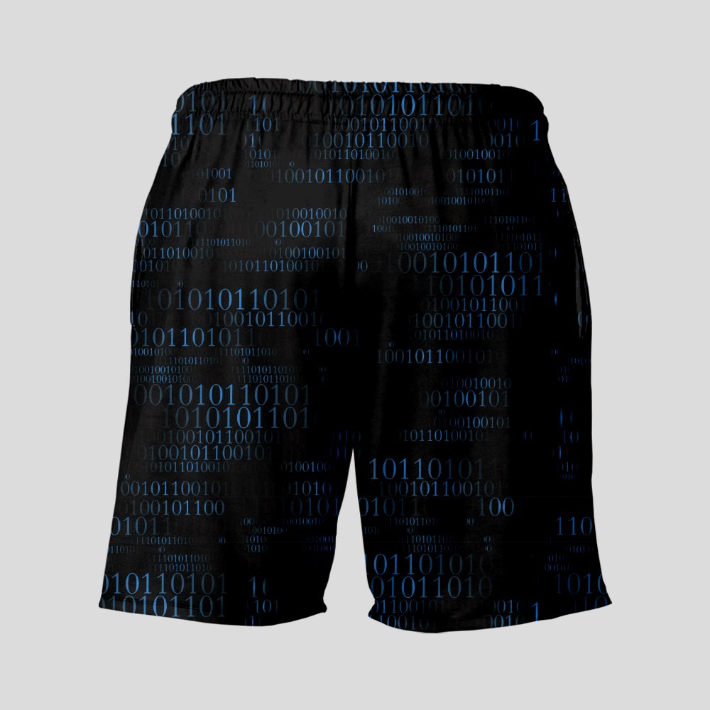 Binary Computer 1s and 0s Black Geeky Drawstring Shorts - Geeksoutfit