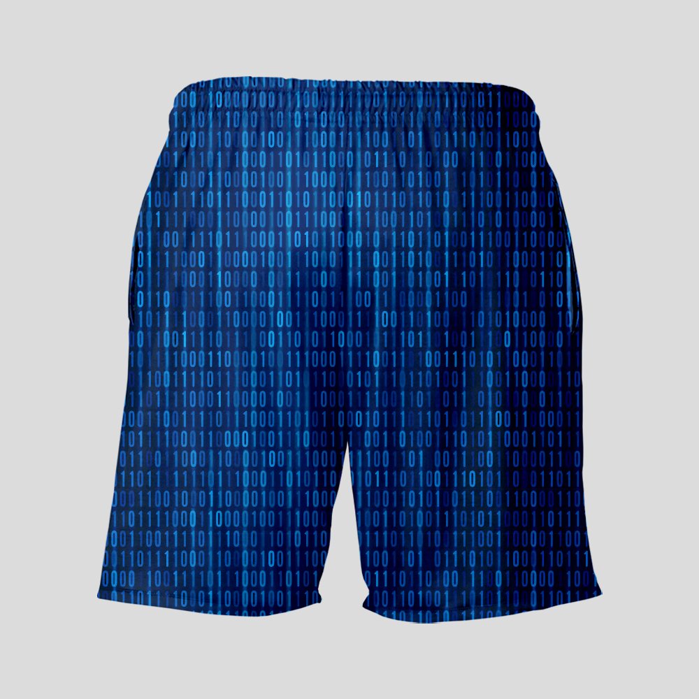 Binary Computer 1s and 0s Blue Geeky Drawstring Shorts - Geeksoutfit