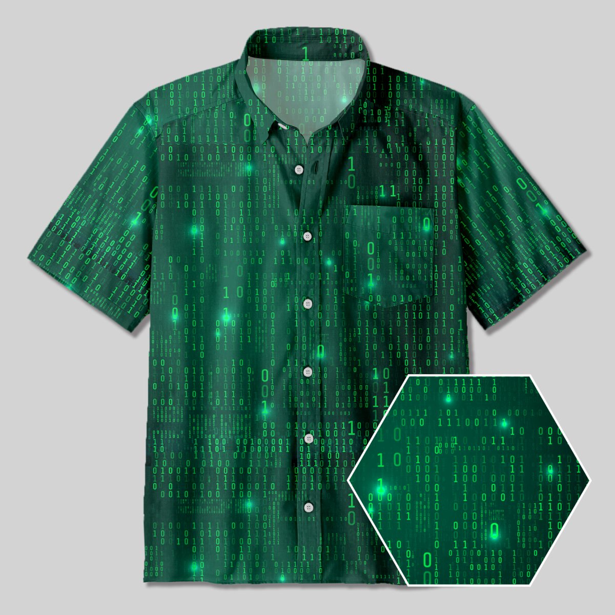 Binary Computer 1s and 0s Button Up Pocket Shirt - Geeksoutfit