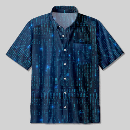 Binary Computer 1s and 0s Button Up Pocket Shirt - Geeksoutfit