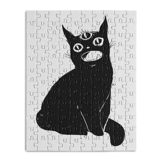 BLACK CAT WITH THIRD EYE-Wooden Jigsaw Puzzle - Geeksoutfit