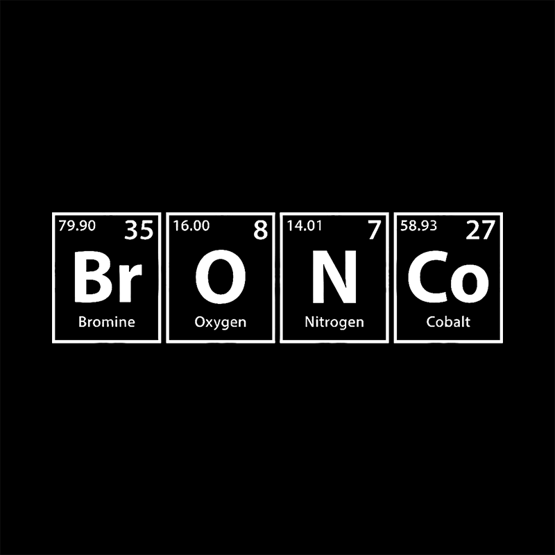 Bronco Periodic Elements Spelling T-shirt - Geeksoutfit