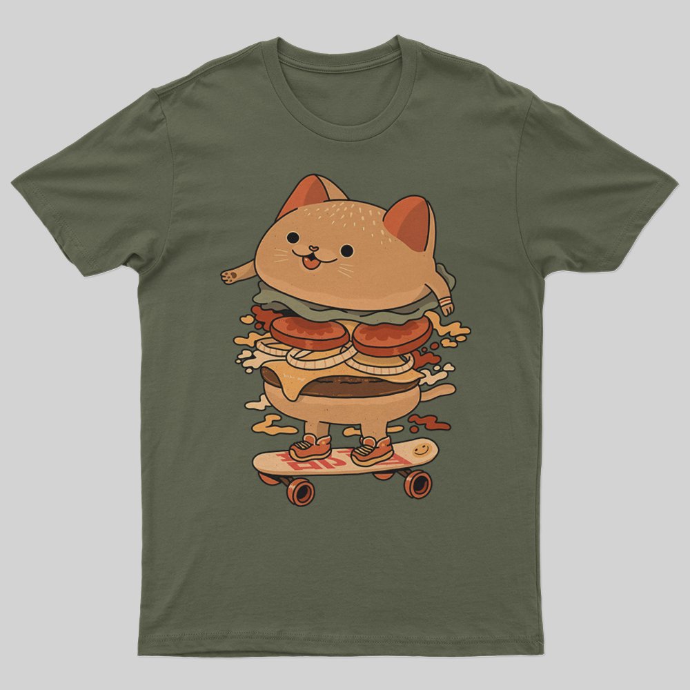 Burger Cat Skater T-Shirt - Geeksoutfit