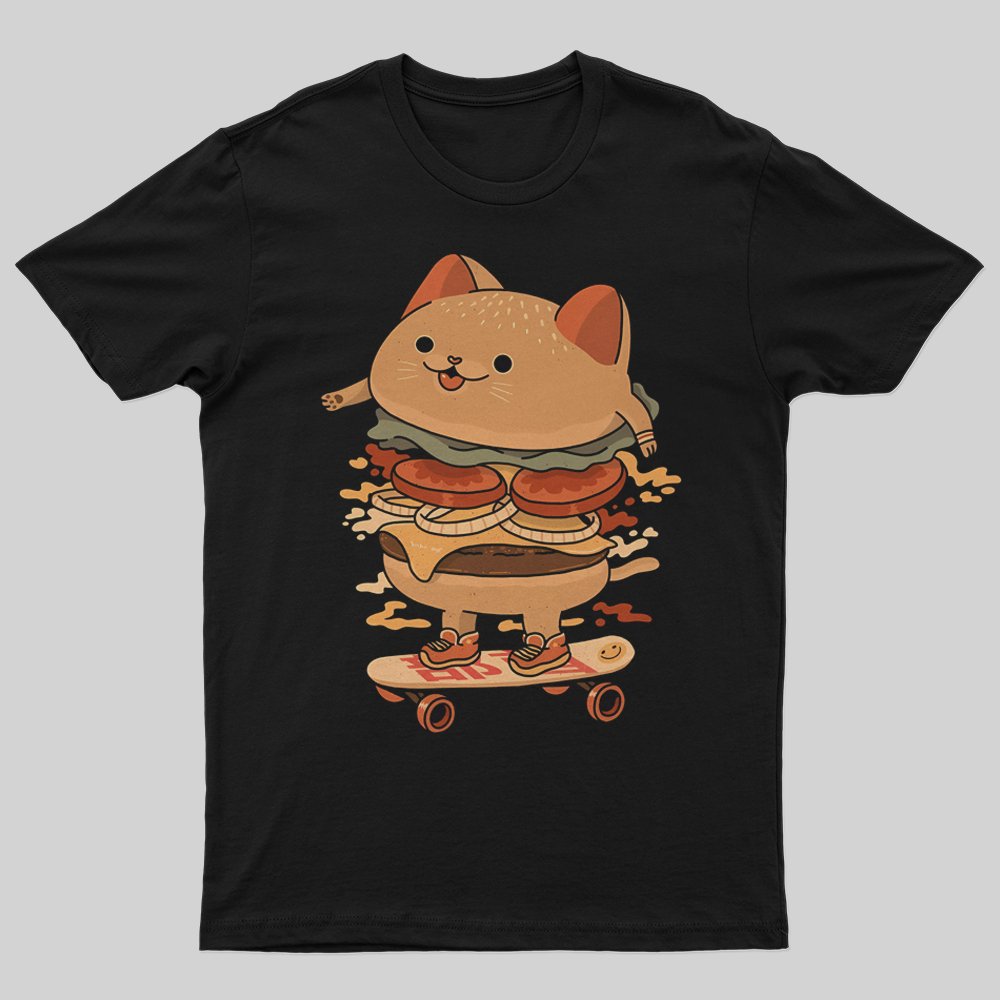 Burger Cat Skater T-Shirt - Geeksoutfit