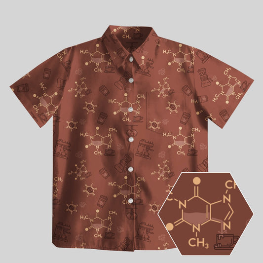 Chemical Formula of Caffeine Button Up Pocket Shirt - Geeksoutfit