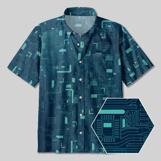 Circuit Diagram Button Up Pocket Shirt - Geeksoutfit