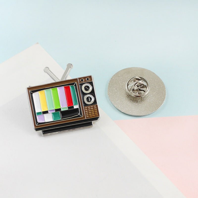 Classic Vintage TV Brooch No Signal Rainbow Colored TV Screen Shape Pins - Geeksoutfit