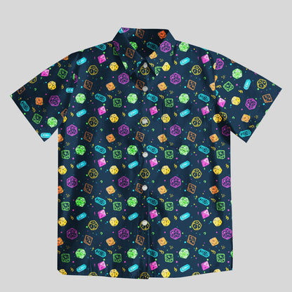 Colorful DND Dice RPG Button Up Pocket Shirt - Geeksoutfit
