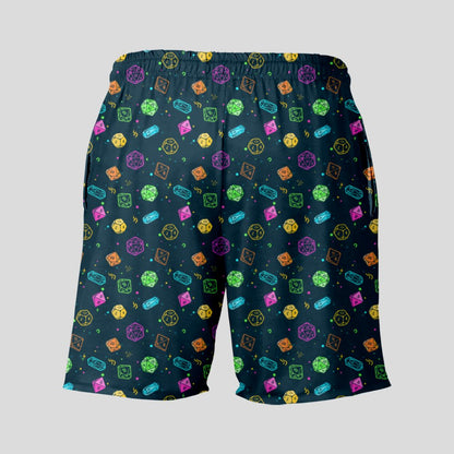 Colorful DND Dice RPG Geeky Drawstring Shorts - Geeksoutfit