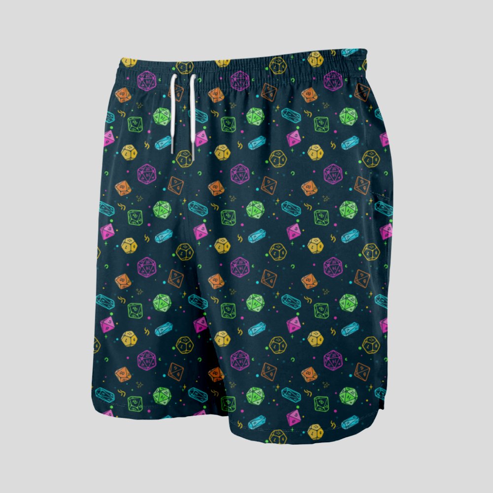 Colorful DND Dice RPG Geeky Drawstring Shorts - Geeksoutfit