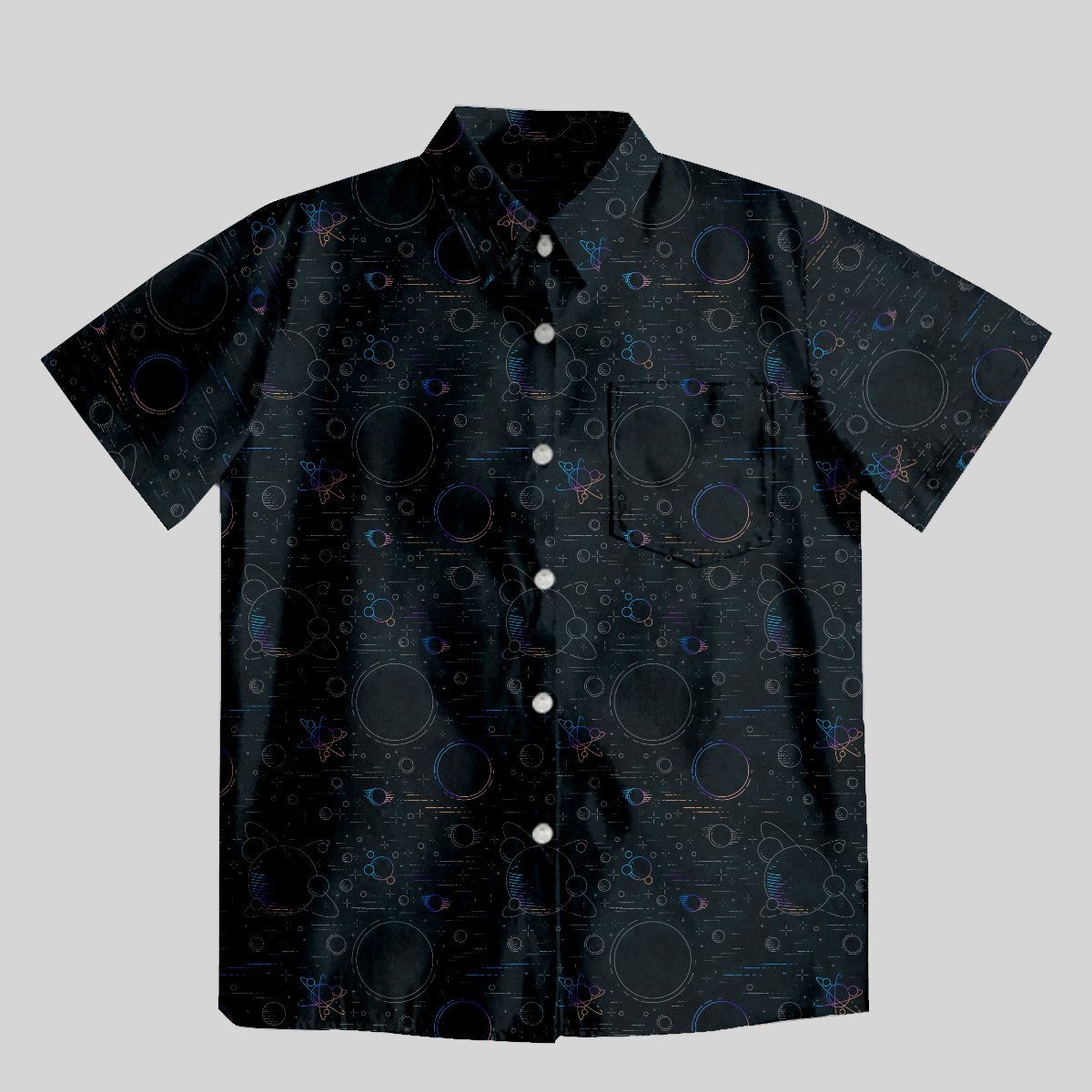 Colorful planet Button Up Pocket Shirt - Geeksoutfit