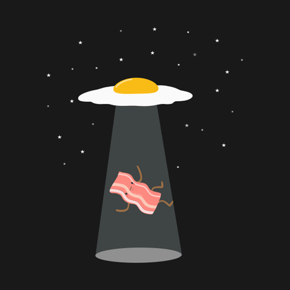 Cool Bacon and Eggs UFO T-Shirt - Geeksoutfit