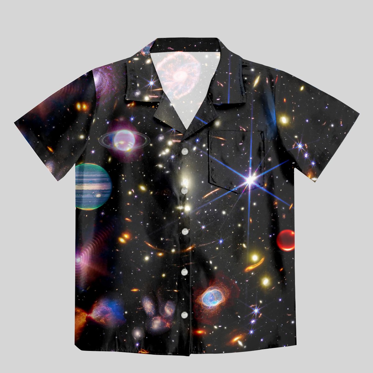 Cosmic Space Button Up Pocket Shirt - Geeksoutfit