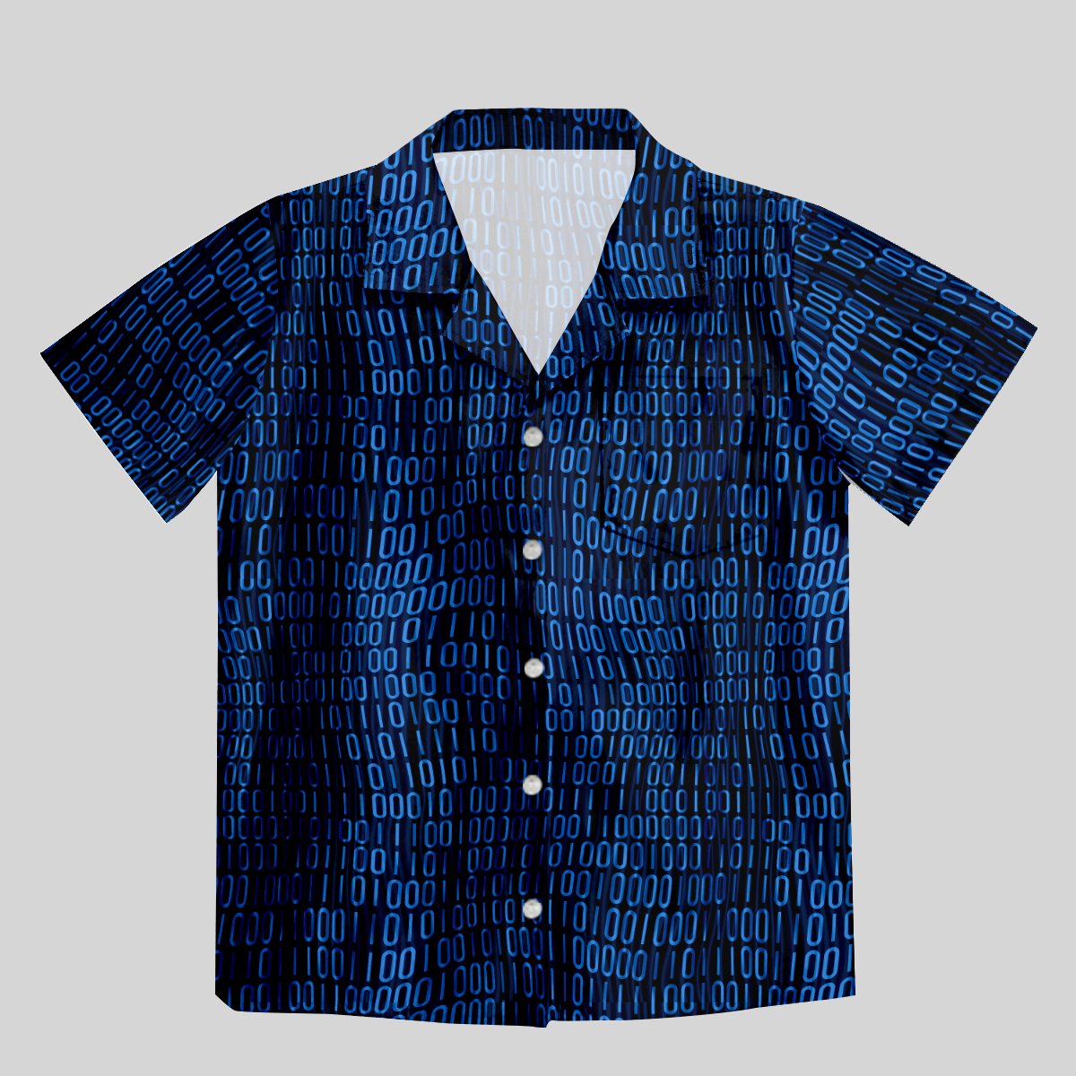 Curved Binary Computer 1s and 0s Blue Button Up Pocket Shirt - Geeksoutfit