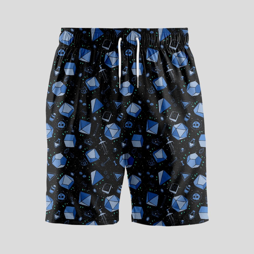 D&D Dice And Death Geeky Drawstring Shorts - Geeksoutfit