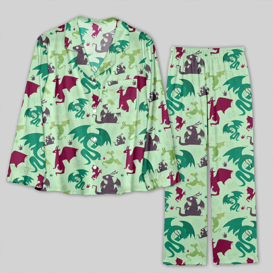 D&D Dragons Pistachio Green Pajamas Set - Geeksoutfit