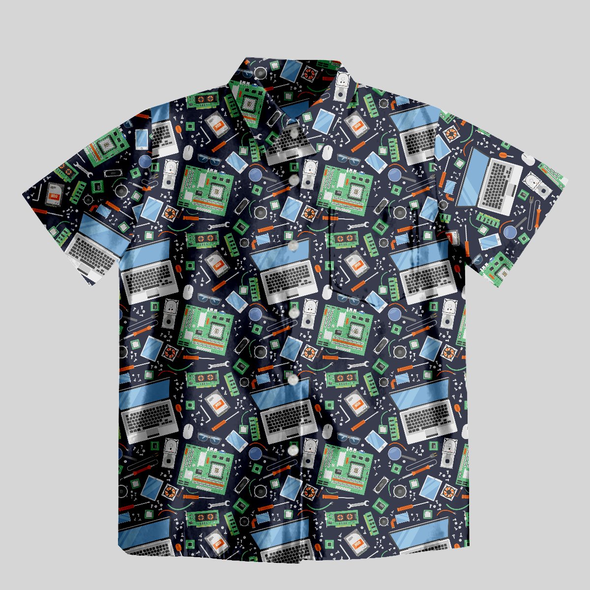 Digital Product Elements Button Up Pocket Shirt - Geeksoutfit