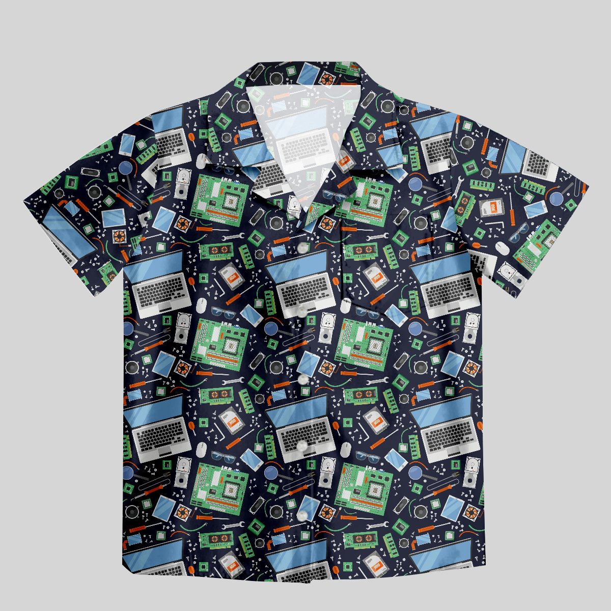 Digital Product Elements Button Up Pocket Shirt - Geeksoutfit