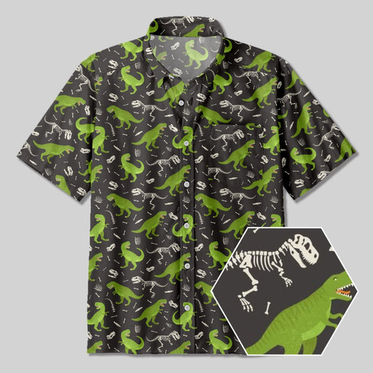 Dinosaurs And Fossils Button Up Pocket Shirt - Geeksoutfit