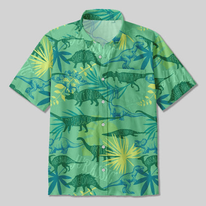 Dinosaurs of the Jurassic World Button Up Pocket Shirt - Geeksoutfit