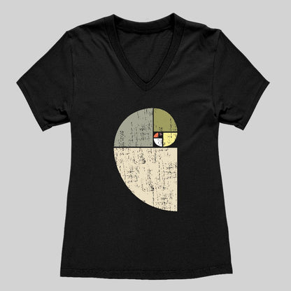 Distressed Fibonacci Spiral Women's V-Neck T-shirt - Geeksoutfit