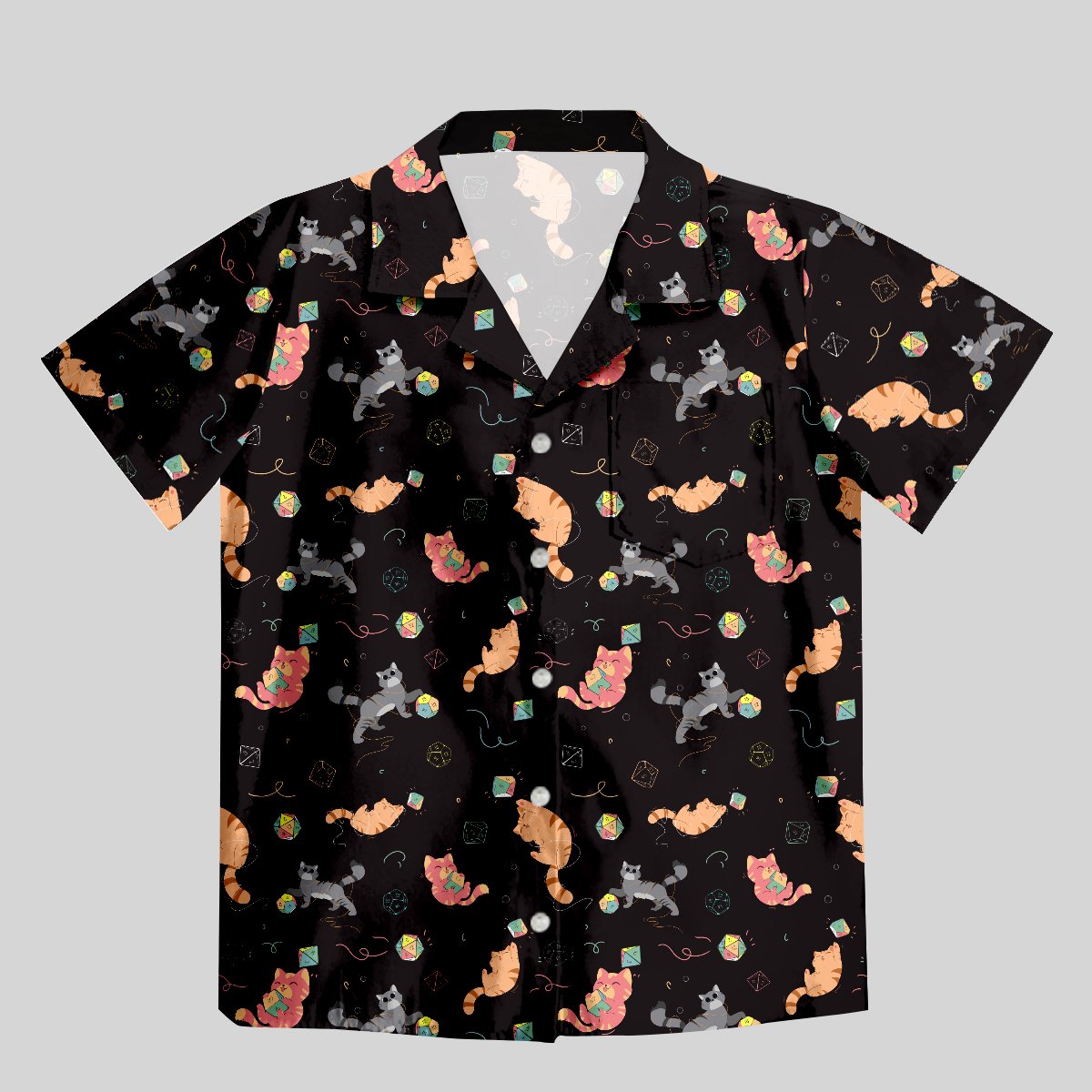Geeksoutfit DND Dice Cat Button Up Pocket Shirt for Sale online