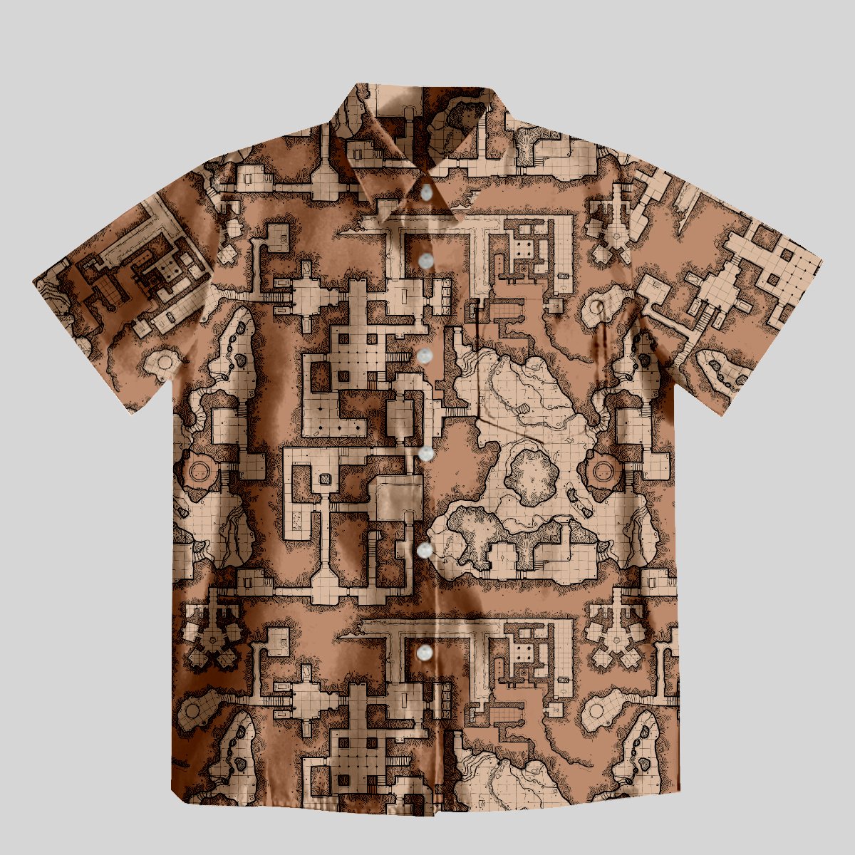 DND Map Design Elements Button Up Pocket Shirt - Geeksoutfit