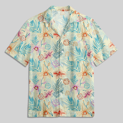 DND Plants and Polyhedral Dice Button Up Pocket Shirt - Geeksoutfit