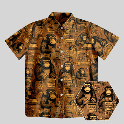 Electrician Monkey Button Up Pocket Shirt - Geeksoutfit